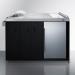 Summit 58 Inch Freestanding Portable Outdoor Kitchenette Bar Center with Left Hinge Stainless Steel Beverage Refrigerator