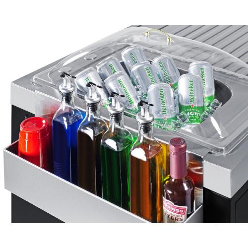 Summit 58 Inch Freestanding Portable Outdoor Kitchenette Bar Center with Left Hinge Stainless Steel Beverage Refrigerator
