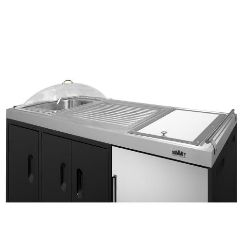 Summit 58 Inch Freestanding Portable Outdoor Kitchenette Bar Center with Left Hinge Stainless Steel Beverage Refrigerator