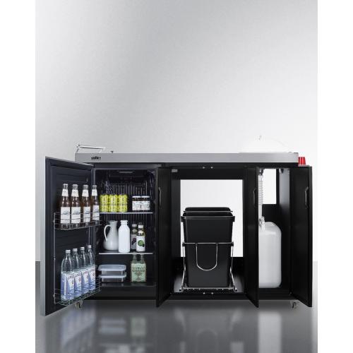 Summit 58 Inch Freestanding Portable Outdoor Kitchenette Bar Center with Right Hinge Stainless Steel Beverage Refrigerator