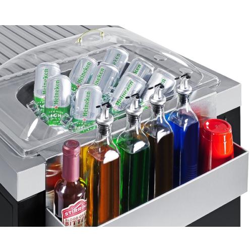 Summit 58 Inch Freestanding Portable Outdoor Kitchenette Bar Center with Right Hinge Stainless Steel Beverage Refrigerator