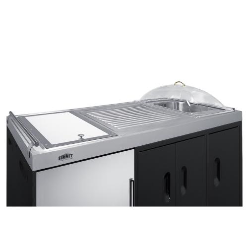Summit 58 Inch Freestanding Portable Outdoor Kitchenette Bar Center with Right Hinge Stainless Steel Beverage Refrigerator