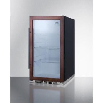 Summit 19 Inch 3 1 Cu Ft Shallow Depth Stainless Steel Panel Ready Outdoor Rated Glass Door Beverage Cooler with Lock Black Cabinet White Interior SPR489OSPNR350