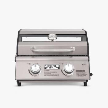 Monument Grills 2 Burner Stainless Steel Tabletop Propane Gas Grill with Clear View Lid 1350
