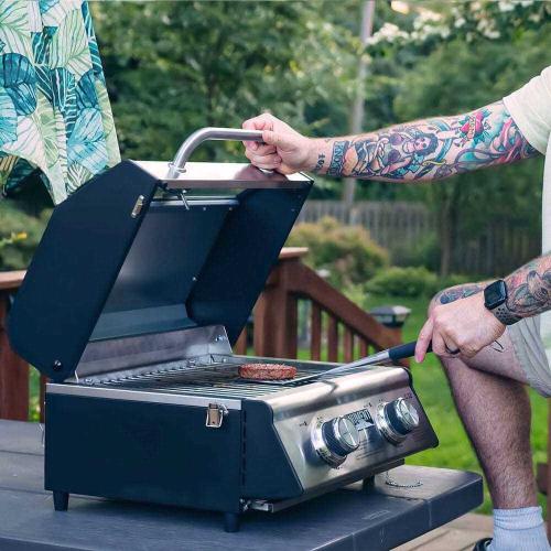 Monument Grills 2 Burner Stainless Steel Tabletop Propane Gas Grill with Clear View Lid