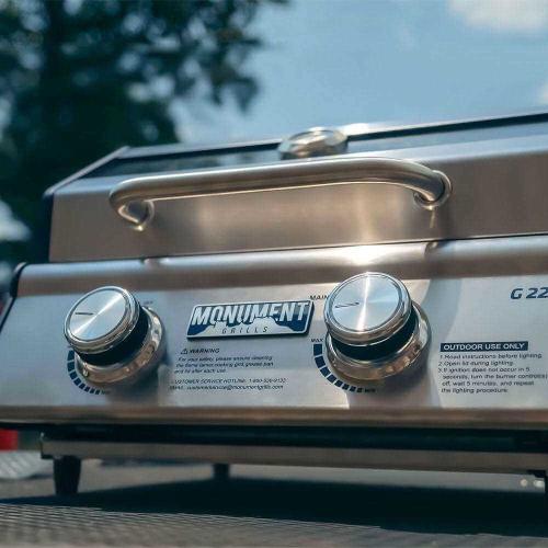 Monument Grills 2 Burner Stainless Steel Tabletop Propane Gas Grill with Clear View Lid