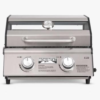 Monument Grills 2 Burner Stainless Steel Tabletop Propane Gas Grill with Clear View Lid G22350