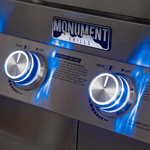 Monument Grills 4 Burner Freestanding Stainless Steel Propane Gas Grill with Clear View Lid Side Burner  and  Infrared Sear Zone