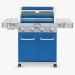 Monument Grills 4 Burner Freestanding Stainless Steel Propane Gas Grill with Clear View Lid Side Burner  and  Infrared Sear Zone   Matte Blue