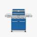 Monument Grills 4 Burner Freestanding Stainless Steel Propane Gas Grill with Clear View Lid Side Burner  and  Infrared Sear Zone   Matte Blue