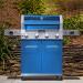 Monument Grills 4 Burner Freestanding Stainless Steel Propane Gas Grill with Clear View Lid Side Burner  and  Infrared Sear Zone   Matte Blue