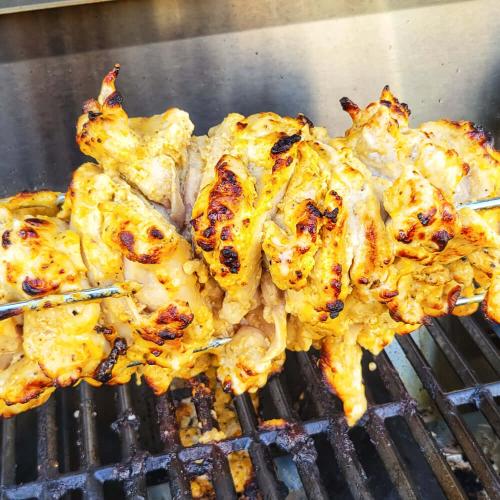 Monument Grills 4 Burner Freestanding Stainless Steel Propane Gas Grill with Clear View Lid Side Burner  and  Infrared Sear Zone   Matte Blue
