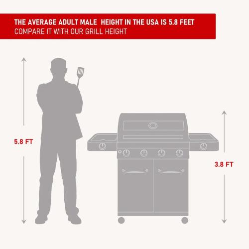 Monument Grills 4 Burner Freestanding Stainless Steel Propane Gas Grill with Clear View Lid Side Burner  and  Infrared Sear Zone   Matte Blue