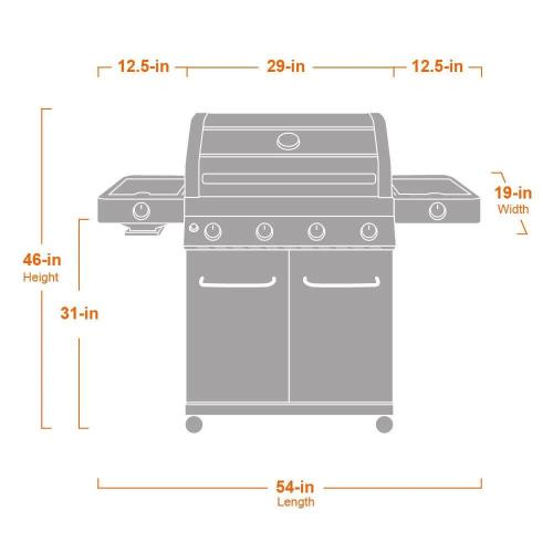 Monument Grills 4 Burner Freestanding Stainless Steel Propane Gas Grill with Clear View Lid Side Burner  and  Infrared Sear Zone   Matte Blue