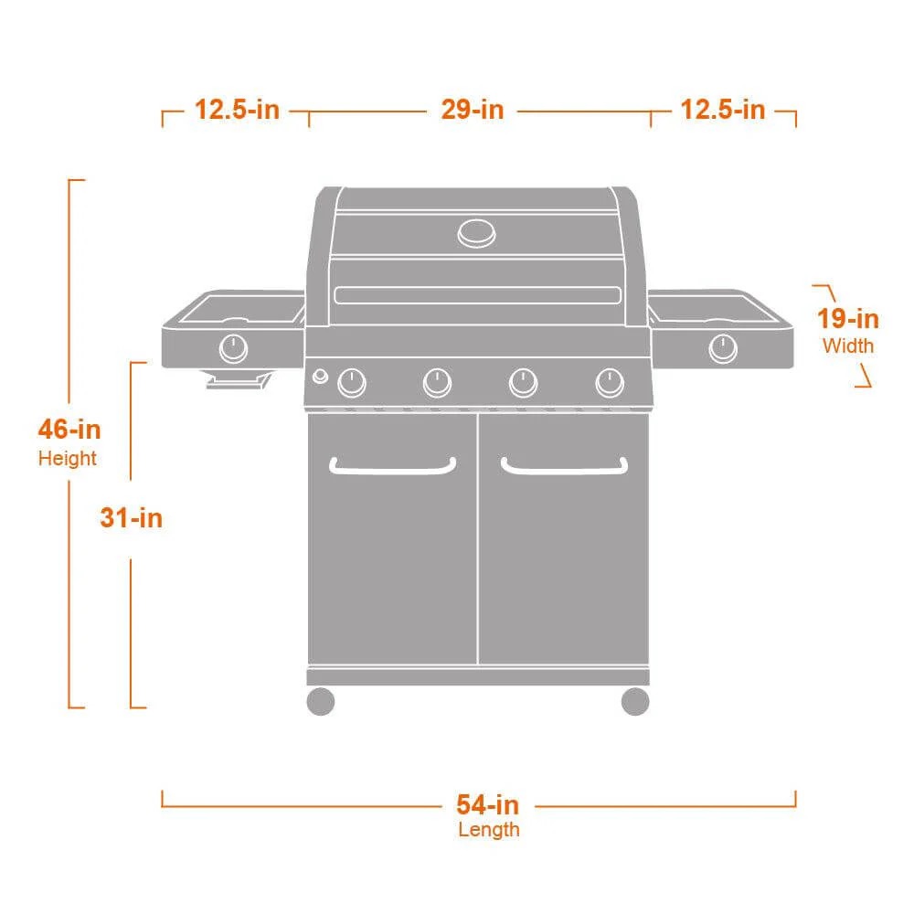 Monument Grills 4 Burner Freestanding Stainless Steel Propane Gas Grill with Clear View Lid Side Burner  and  Infrared Sear Zone   Matte Blue