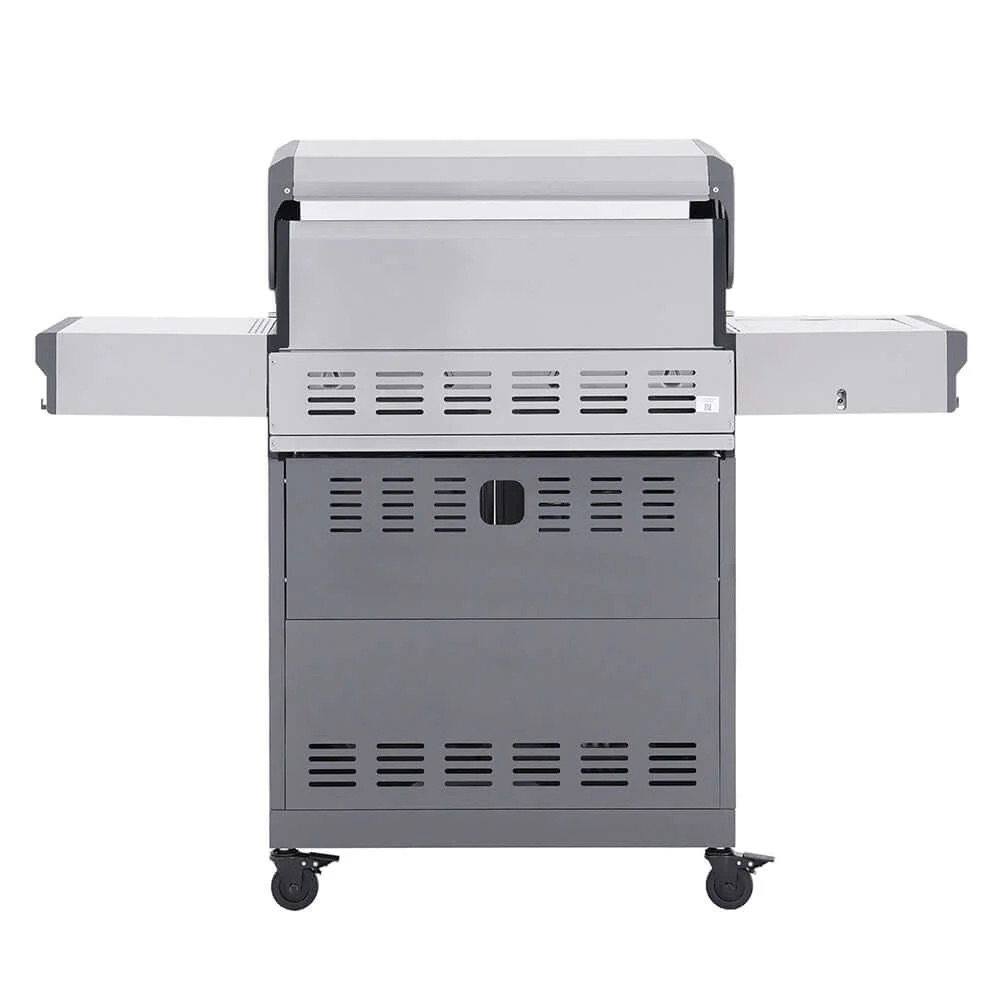Monument Grills Eminence 405 4 Burner Freestanding Stainless Steel Propane Gas Grill with Infrared Sear Station Clear View Lid  and  LED Controls