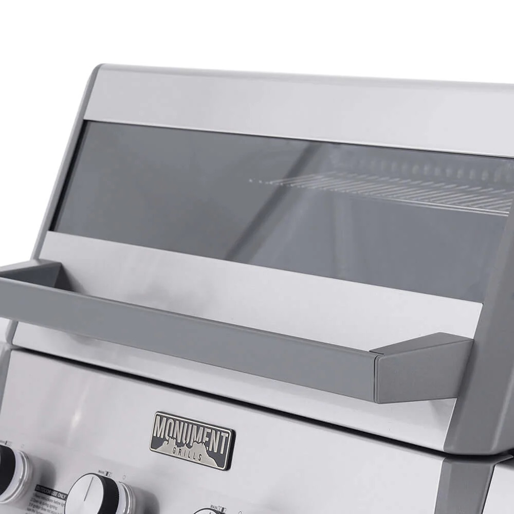 Monument Grills Eminence 405 4 Burner Freestanding Stainless Steel Propane Gas Grill with Infrared Sear Station Clear View Lid  and  LED Controls