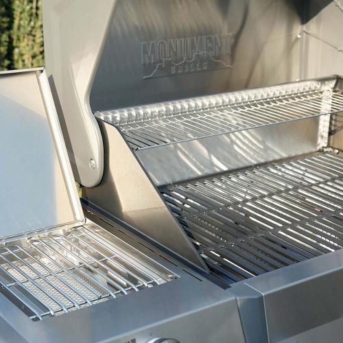 Monument Grills Eminence 405 4 Burner Freestanding Stainless Steel Propane Gas Grill with Infrared Sear Station Clear View Lid  and  LED Controls