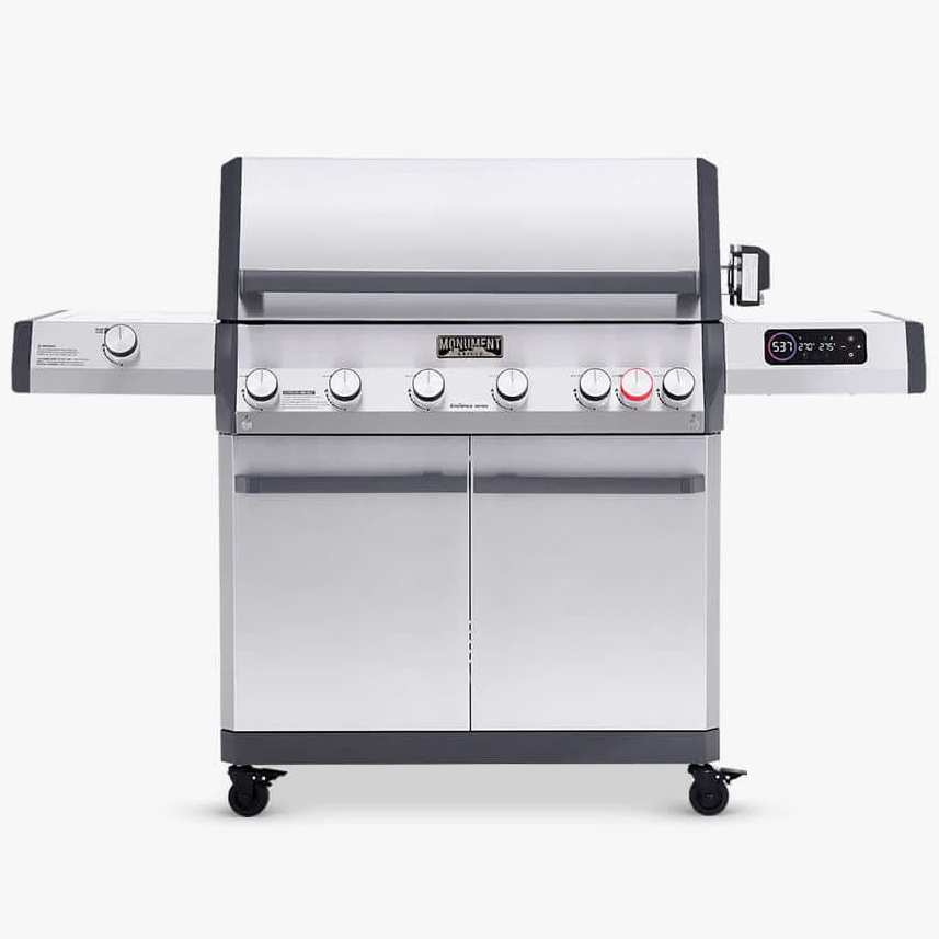 Monument Grills Eminence 605 6 Burner Freestanding Stainless Steel Propane Gas Grill with Infrared Rear Burner Sear Station  and  LED Controls
