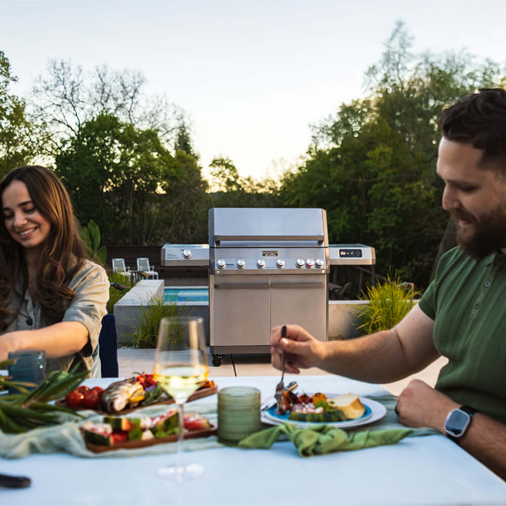Monument Grills Eminence 605 6 Burner Freestanding Stainless Steel Propane Gas Grill with Infrared Rear Burner Sear Station  and  LED Controls