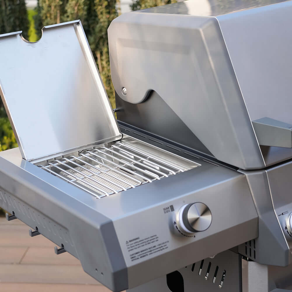 Monument Grills Eminence 605 6 Burner Freestanding Stainless Steel Propane Gas Grill with Infrared Rear Burner Sear Station  and  LED Controls