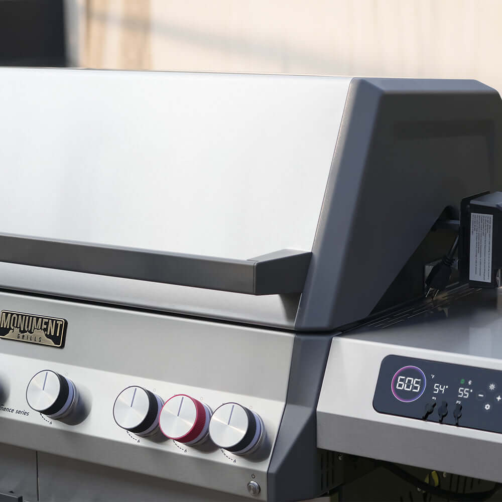 Monument Grills Eminence 605 6 Burner Freestanding Stainless Steel Propane Gas Grill with Infrared Rear Burner Sear Station  and  LED Controls