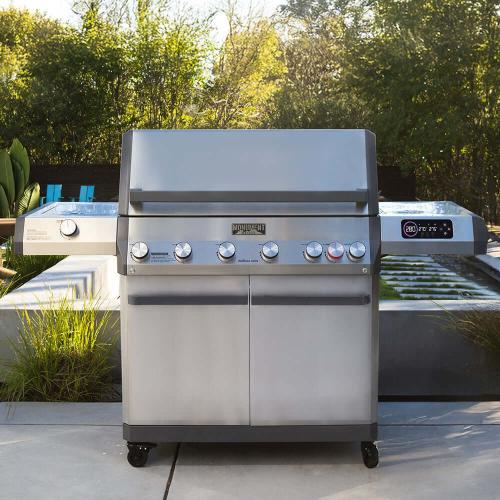 Monument Grills Eminence 605 6 Burner Freestanding Stainless Steel Propane Gas Grill with Infrared Rear Burner Sear Station  and  LED Controls