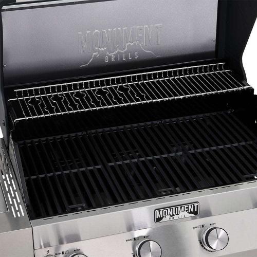 Monument Grills Denali 405 4 Burner Freestanding Smart Tech Stainless Steel Propane Gas Grill with Side Burner Clear View Lid  and  LED Controls