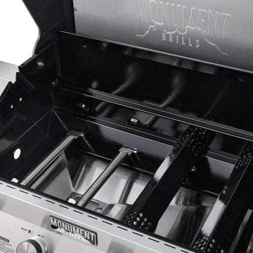 Monument Grills Denali 405 4 Burner Freestanding Smart Tech Stainless Steel Propane Gas Grill with Side Burner Clear View Lid  and  LED Controls