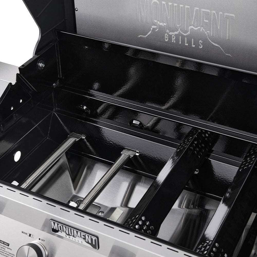 Monument Grills Denali 405 4 Burner Freestanding Smart Tech Stainless Steel Propane Gas Grill with Side Burner Clear View Lid  and  LED Controls