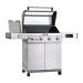 Monument Grills Denali 405 4 Burner Freestanding Smart Tech Stainless Steel Propane Gas Grill with Side Burner Clear View Lid  and  LED Controls