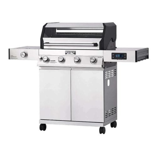 Monument Grills Denali 405 4 Burner Freestanding Smart Tech Stainless Steel Propane Gas Grill with Side Burner Clear View Lid  and  LED Controls