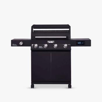 Monument Grills Denali 425 4 Burner Freestanding Smart Tech Propane Gas Grill with Side Burner Clear View Lid and LED Controls 01350