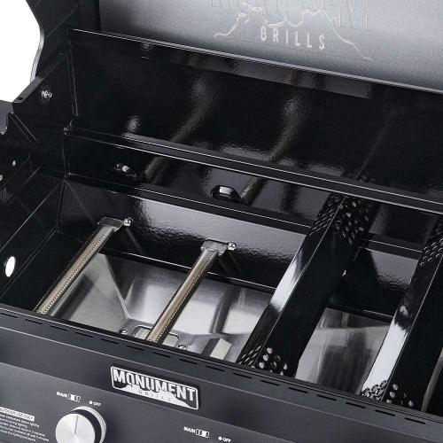 Monument Grills Denali 425 4 Burner Freestanding Smart Tech Propane Gas Grill with Side Burner Clear View Lid  and  LED Controls
