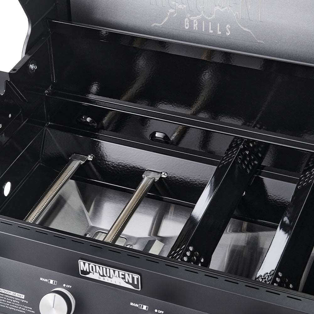 Monument Grills Denali 425 4 Burner Freestanding Smart Tech Propane Gas Grill with Side Burner Clear View Lid  and  LED Controls