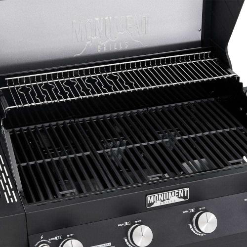 Monument Grills Denali 425 4 Burner Freestanding Smart Tech Propane Gas Grill with Side Burner Clear View Lid  and  LED Controls