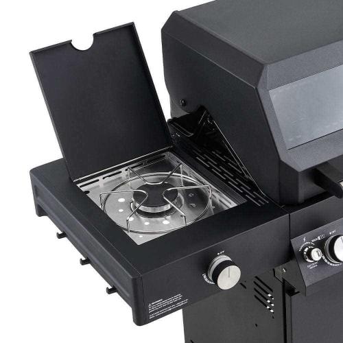 Monument Grills Denali 425 4 Burner Freestanding Smart Tech Propane Gas Grill with Side Burner Clear View Lid  and  LED Controls