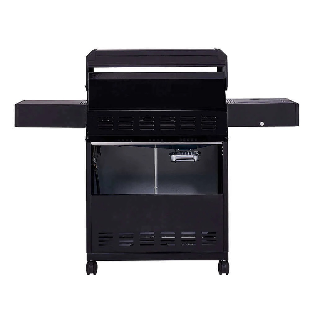 Monument Grills Denali 425 4 Burner Freestanding Smart Tech Propane Gas Grill with Side Burner Clear View Lid  and  LED Controls