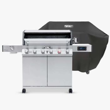 Monument Grills Denali 605Pro 6 Burner Freestanding Smart Tech Stainless Steel Propane Gas Grill with Infrared Sear Burner Side Sear Station and LED Controls 01350