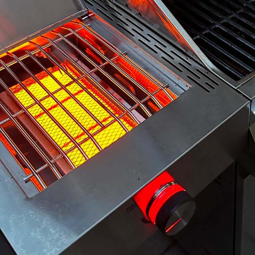Monument Grills Denali 605Pro 6 Burner Freestanding Smart Tech Stainless Steel Propane Gas Grill with Infrared Sear Burner Side Sear Station  and  LED Controls