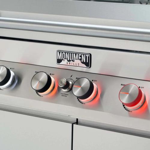 Monument Grills Denali 605Pro 6 Burner Freestanding Smart Tech Stainless Steel Propane Gas Grill with Infrared Sear Burner Side Sear Station  and  LED Controls