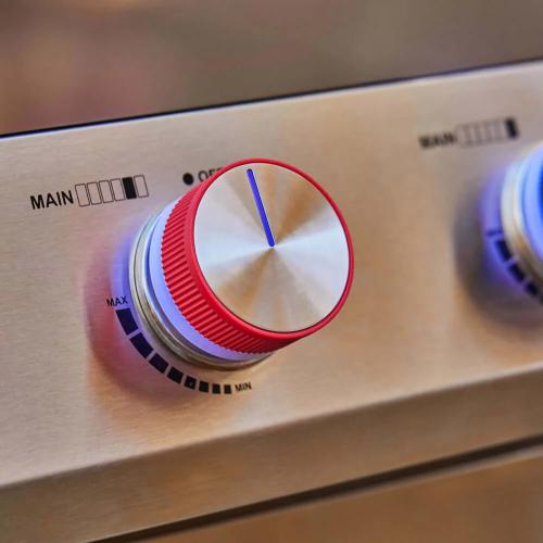 Monument Grills Denali 605Pro 6 Burner Freestanding Smart Tech Stainless Steel Propane Gas Grill with Infrared Sear Burner Side Sear Station  and  LED Controls