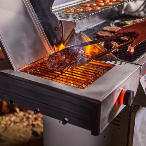 Monument Grills Denali 605Pro 6 Burner Freestanding Smart Tech Stainless Steel Propane Gas Grill with Infrared Sear Burner Side Sear Station  and  LED Controls