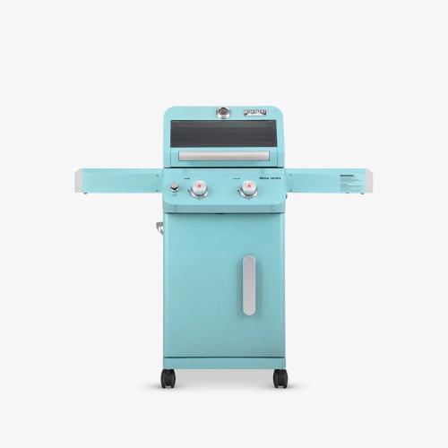 Monument Grills Mesa 200 2 Burner Freestanding Propane Gas Grill with Clear View Lid   Matte Green