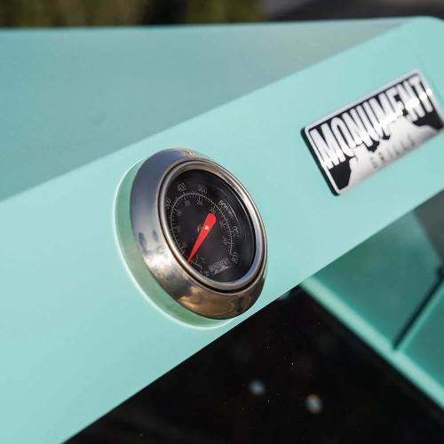 Monument Grills Mesa 200 2 Burner Freestanding Propane Gas Grill with Clear View Lid   Matte Green