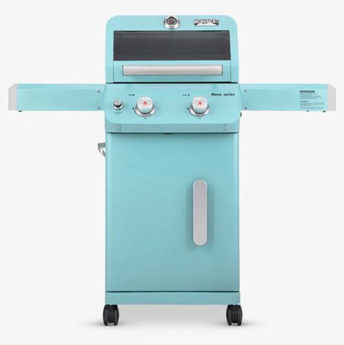 Monument Grills Mesa 200 2 Burner Freestanding Propane Gas Grill with Clear View Lid   Matte Green