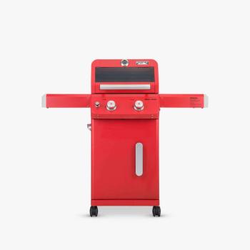 Monument Grills Mesa 200 2 Burner Freestanding Propane Gas Grill with Clear View Lid Matte Red 01350