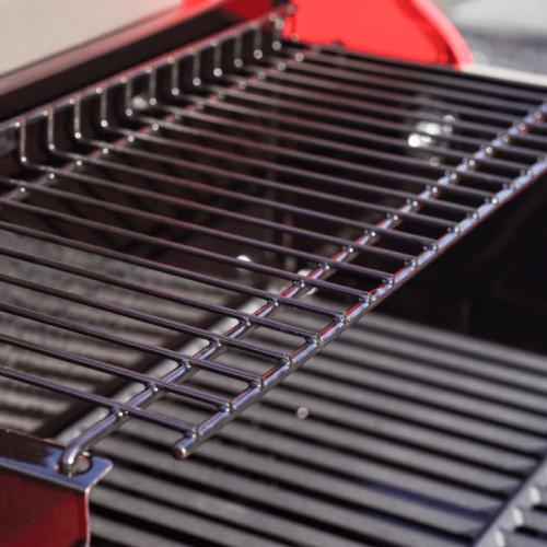 Monument Grills Mesa 200 2 Burner Freestanding Propane Gas Grill with Clear View Lid   Matte Red