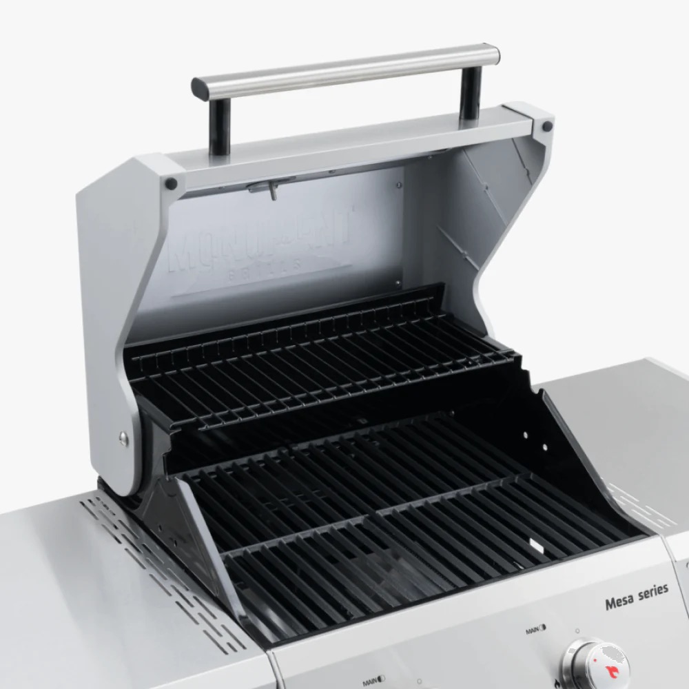 Monument Grills Mesa 200 2 Burner Freestanding Propane Gas Grill with Clear View Lid   Stainless Steel