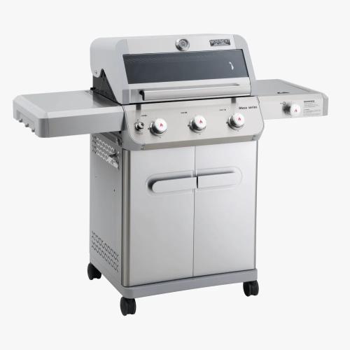 Monument Grills Mesa 305 3 Burner Stainless Steel Freestanding Propane Gas Grill with Clear View Lid  and  Side Burner